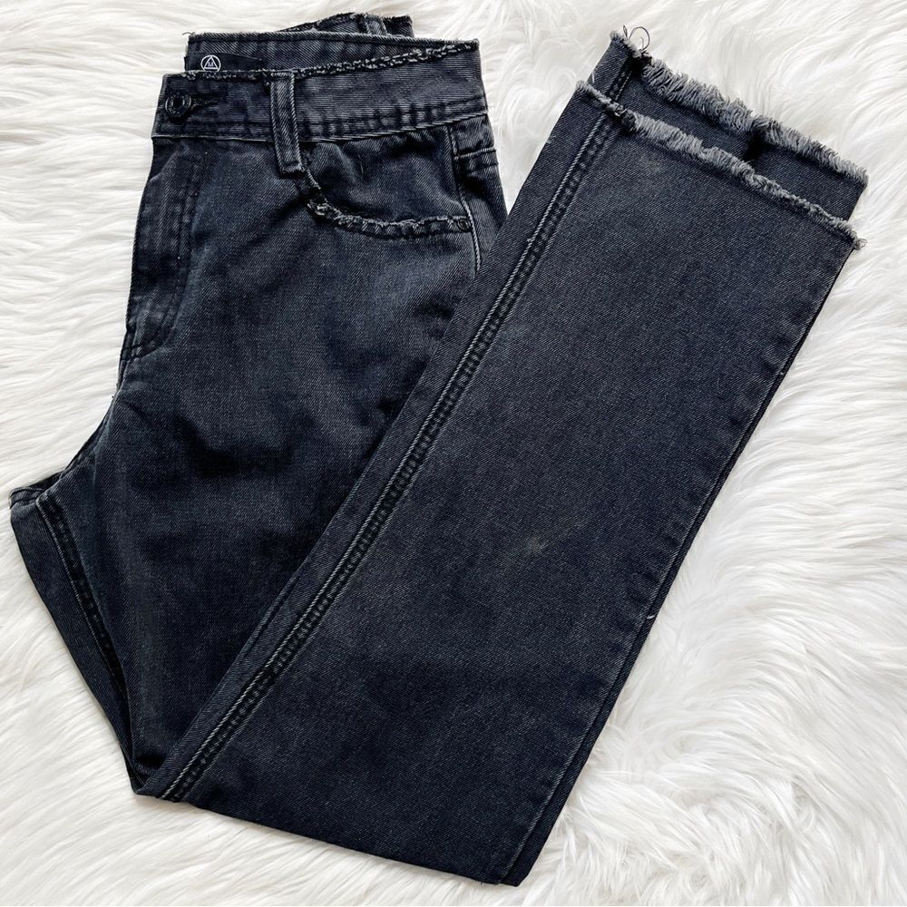 Missguided Raw Edge Straight Leg Jeans Black Size 4